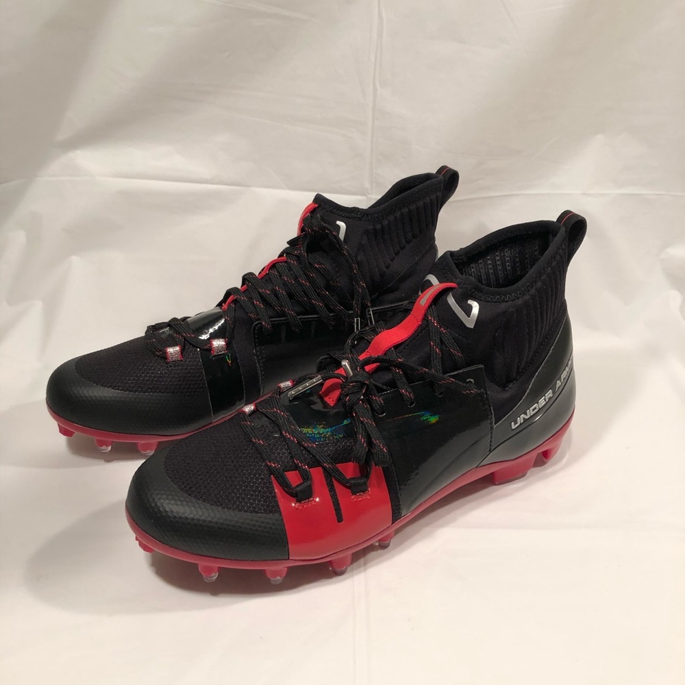 Under Armour C1N MC Football Cleats, Red & Black